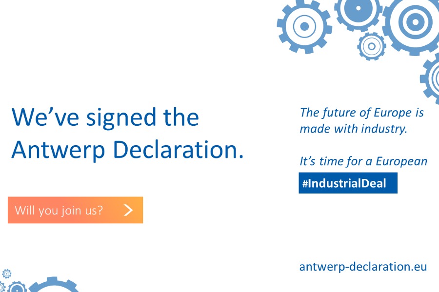 Element NL ondertekent Antwerp Declaration voor behoud industrie en welvaart